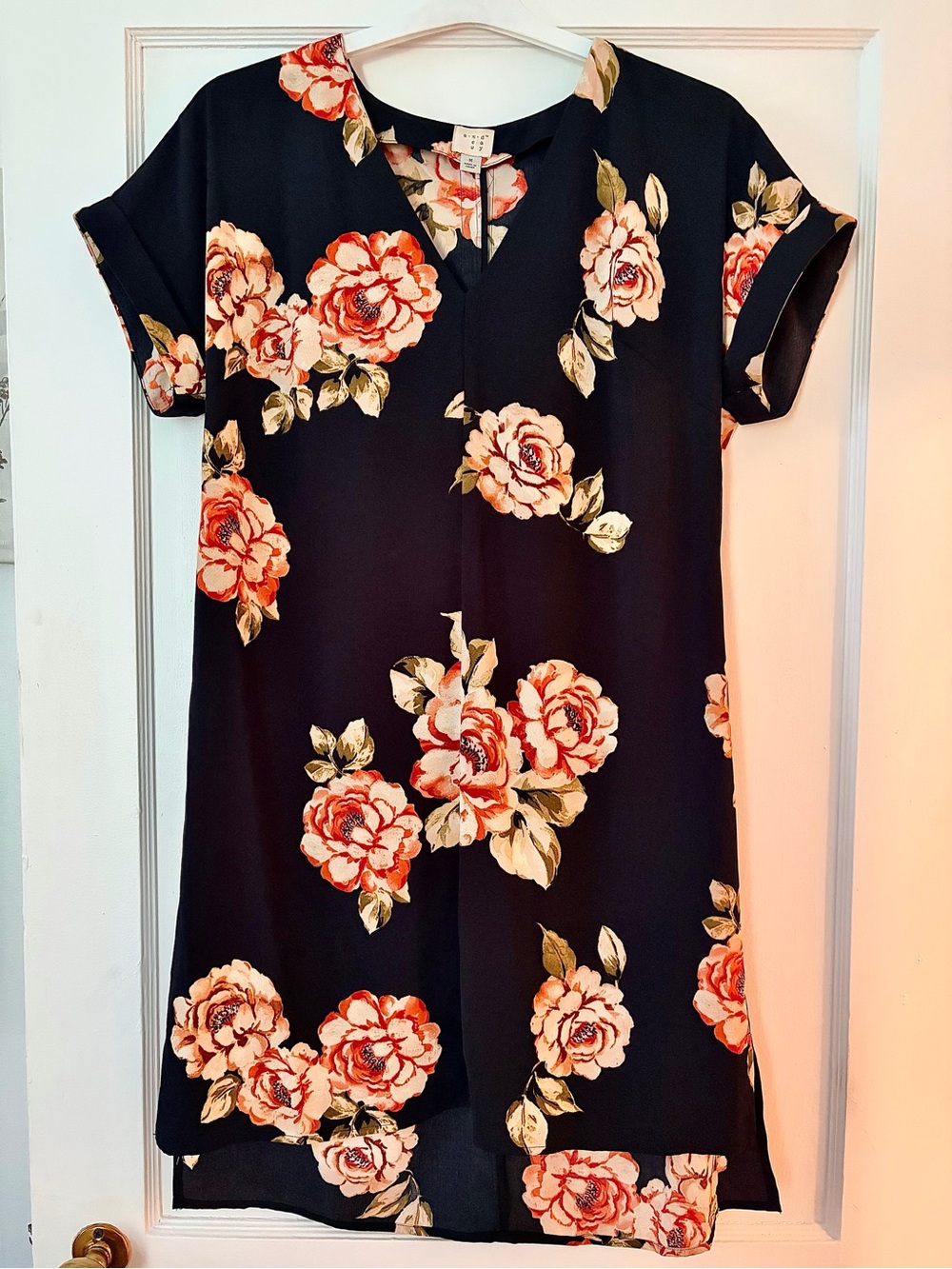 Black Floral Short Sleeve Shift Dress by ‘A New Day’